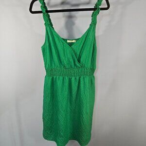 LUSH Women's Size Large Strappy Tank Lined Dress Green Snap Closure (P-5)